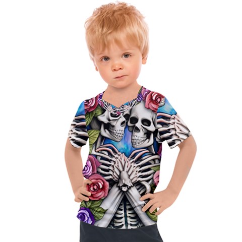 Floral Skeletons Kids  Sports Tee by GardenOfOphir