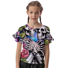 Floral Skeletons Kids  Cut Out Flutter Sleeves by GardenOfOphir