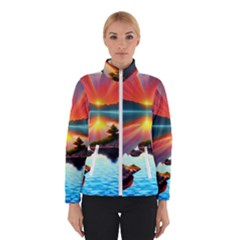 Sunset Over A Lake Women s Bomber Jacket by GardenOfOphir