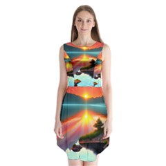 Sunset Over A Lake Sleeveless Chiffon Dress   by GardenOfOphir