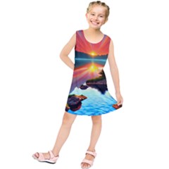 Sunset Over A Lake Kids  Tunic Dress by GardenOfOphir