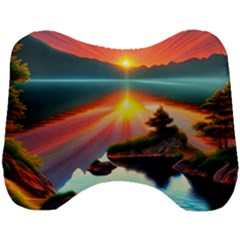 Sunset Over A Lake Head Support Cushion by GardenOfOphir