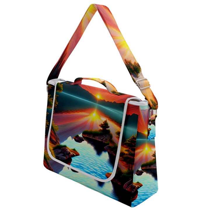 Sunset Over A Lake Box Up Messenger Bag