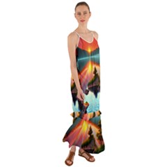 Sunset Over A Lake Cami Maxi Ruffle Chiffon Dress by GardenOfOphir