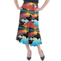 Sunset Over A Lake Midi Mermaid Skirt View1