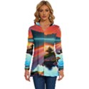 Sunset Over A Lake Long Sleeve Drawstring Hooded Top View1