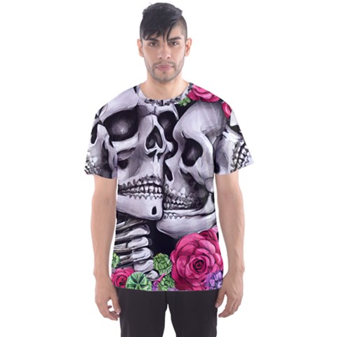 Black Skulls Red Roses Men s Sport Mesh Tee by GardenOfOphir