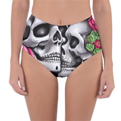 Black Skulls Red Roses Reversible High-waist Bikini Bottoms by GardenOfOphir