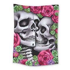 Black Skulls Red Roses Medium Tapestry by GardenOfOphir