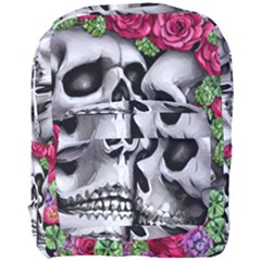 Black Skulls Red Roses Full Print Backpack by GardenOfOphir