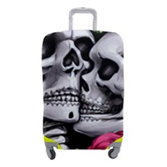 Black Skulls Red Roses Luggage Cover (small) by GardenOfOphir