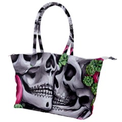 Black Skulls Red Roses Canvas Shoulder Bag by GardenOfOphir