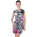 Floral Skeletons Drawstring Hooded Dress View1