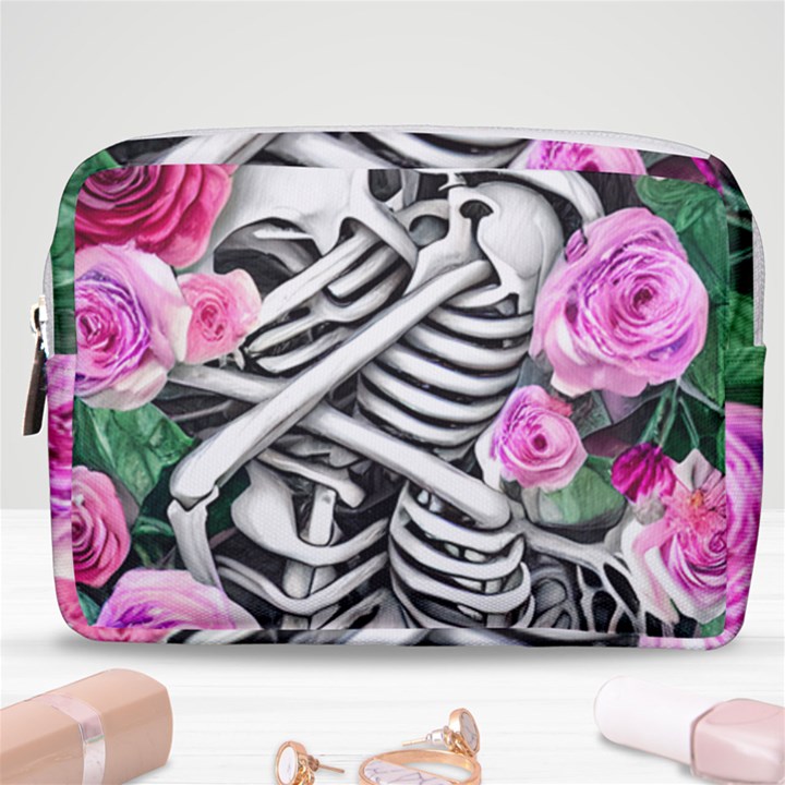 Floral Skeletons Make Up Pouch (Medium)