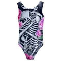 Floral Skeletons Kids  Cut-out Back One Piece Swimsuit by GardenOfOphir