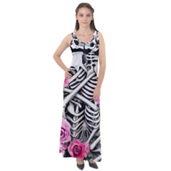 Floral Skeletons Sleeveless Velour Maxi Dress by GardenOfOphir