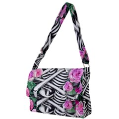 Floral Skeletons Full Print Messenger Bag (l) by GardenOfOphir