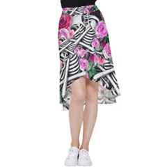 Floral Skeletons Frill Hi Low Chiffon Skirt by GardenOfOphir