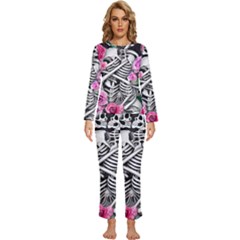 Floral Skeletons Womens  Long Sleeve Lightweight Pajamas Set by GardenOfOphir