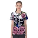 Skulls and Flowers Women s Sport Mesh Tee View1