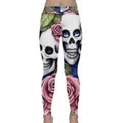 Skulls And Flowers Classic Yoga Leggings by GardenOfOphir