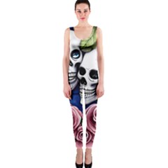 Skulls And Flowers One Piece Catsuit by GardenOfOphir