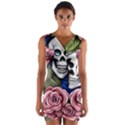 Skulls and Flowers Wrap Front Bodycon Dress View1