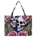 Skulls and Flowers Zipper Medium Tote Bag View1