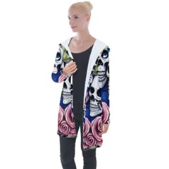 Skulls And Flowers Longline Hooded Cardigan by GardenOfOphir