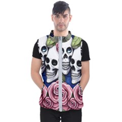 Skulls And Flowers Men s Puffer Vest by GardenOfOphir