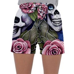 Skulls And Flowers Sleepwear Shorts by GardenOfOphir