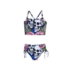 Skulls And Flowers Girls  Tankini Swimsuit by GardenOfOphir