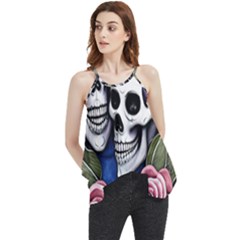 Skulls And Flowers Flowy Camisole Tank Top by GardenOfOphir