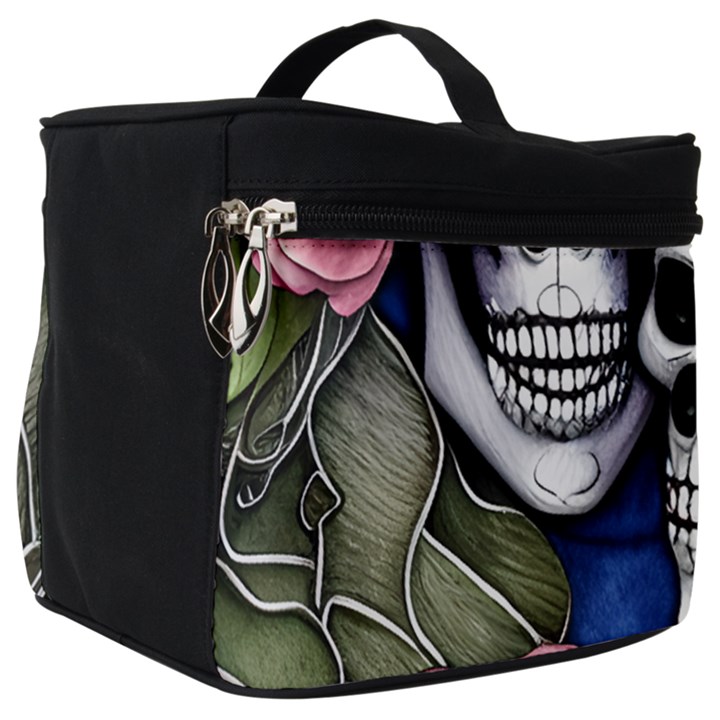 Skulls and Flowers Make Up Travel Bag (Big)