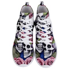 Skulls And Flowers Men s Lightweight High Top Sneakers by GardenOfOphir