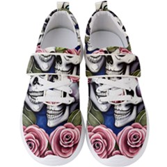 Skulls And Flowers Men s Velcro Strap Shoes by GardenOfOphir