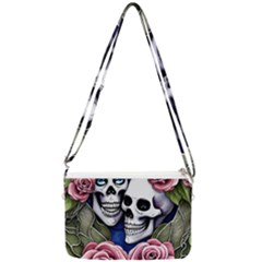 Skulls And Flowers Double Gusset Crossbody Bag by GardenOfOphir