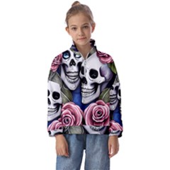 Skulls And Flowers Kids  Half Zip Hoodie by GardenOfOphir