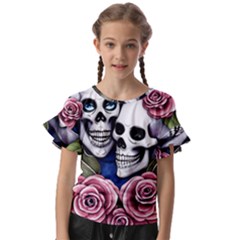 Skulls And Flowers Kids  Cut Out Flutter Sleeves by GardenOfOphir