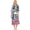 Skulls and Flowers Double Cuff Midi Dress View1