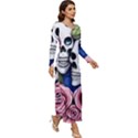 Skulls and Flowers Long Sleeve Velour Longline Maxi Dress View3