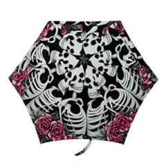 Black And White Rose Sugar Skull Mini Folding Umbrellas by GardenOfOphir