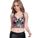 black and white rose sugar skull Racer Back Crop Top View1