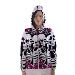 Black And White Rose Sugar Skull Women s Hooded Windbreaker by GardenOfOphir