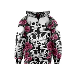 Black And White Rose Sugar Skull Kids  Pullover Hoodie by GardenOfOphir