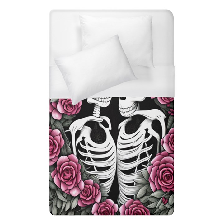 black and white rose sugar skull Duvet Cover (Single Size)