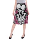 black and white rose sugar skull Midi Beach Skirt View1