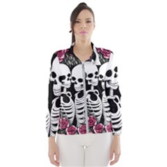 Black And White Rose Sugar Skull Women s Windbreaker by GardenOfOphir