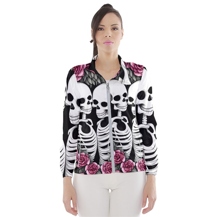 black and white rose sugar skull Women s Windbreaker