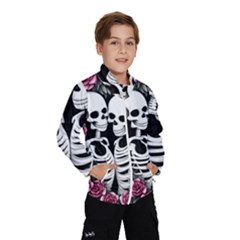 Black And White Rose Sugar Skull Kids  Windbreaker by GardenOfOphir